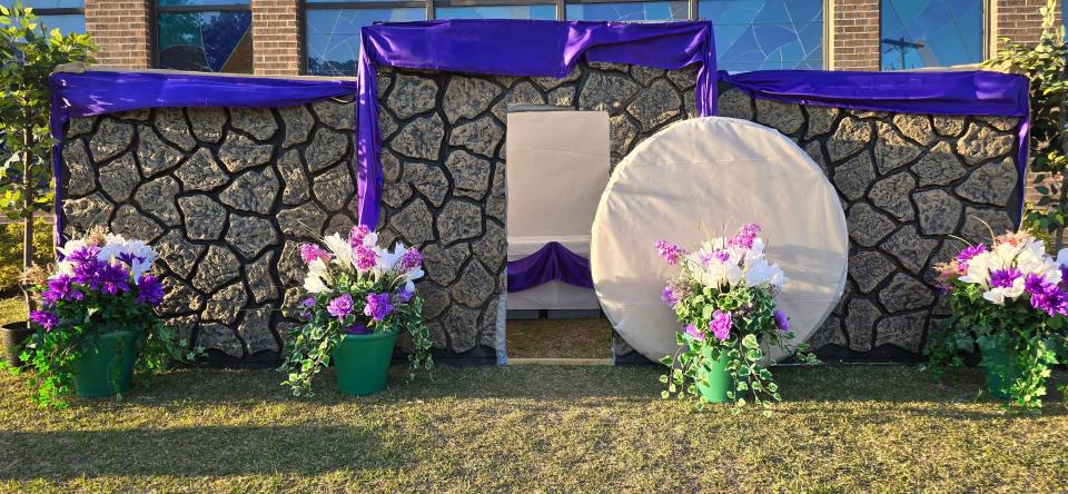 A model representing the empty tomb of Jesus Christ is part of the Easter display at Beauty Spot Missionary Baptist Church on old Raeford Road. The church, where the Rev. Dr. Taijuan O. Fuller is pastor, will host a Good Friday service at 11:30 a.m. on Friday, March 29, 2024, on behalf of the Fayetteville Cumberland Ministerial Council.