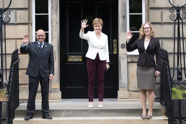 Patrick Harvie, Nicola Sturgeon and Lorna Slater