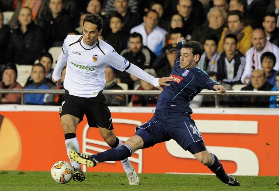 Tony Pulis’s Stoke in action at Valencia in the Europa League in 2012.