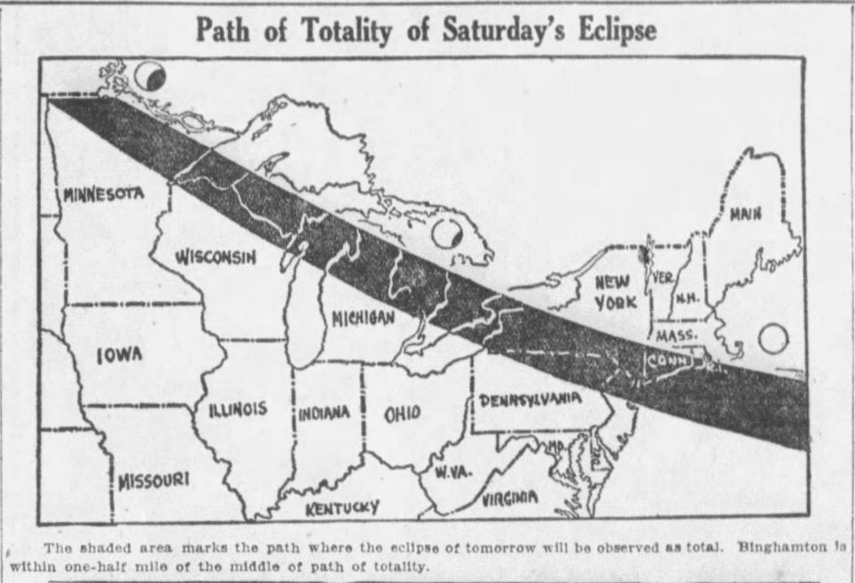 The path of totality of the 1925 total solar eclipse touched northern Wisconsin.