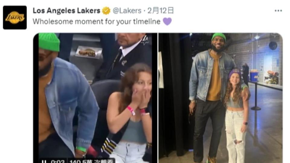 湖人也在推特上分享兩人的合照。（圖／翻攝自 Los Angeles Lakers 推特 @Lakers）