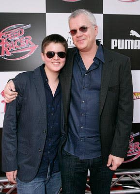 Tim Robbins and son at the Los Angeles premiere of Warner Bros. Pictures' Speed Racer