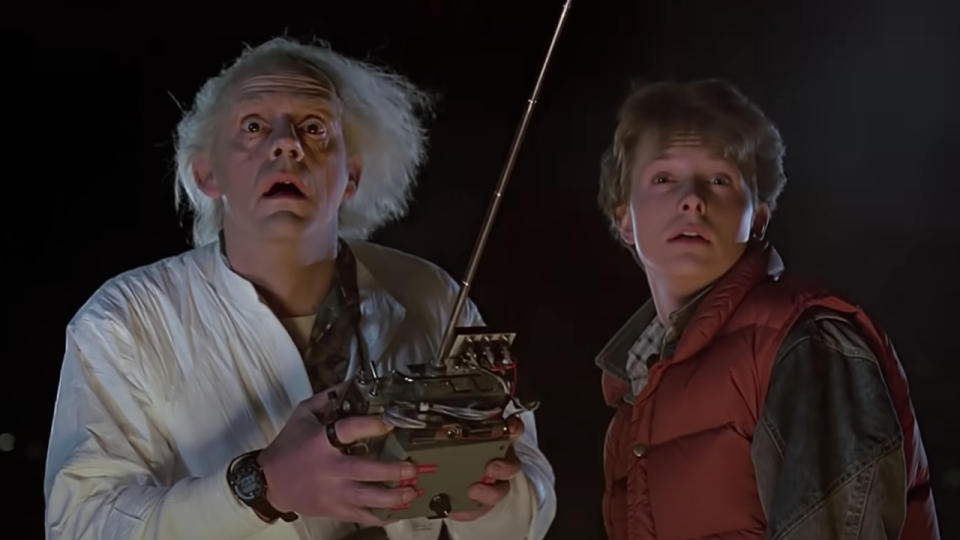  Christopher Lloyd as Doc Brown and Michael J. Fox as Marty McFly in Back to the Future 