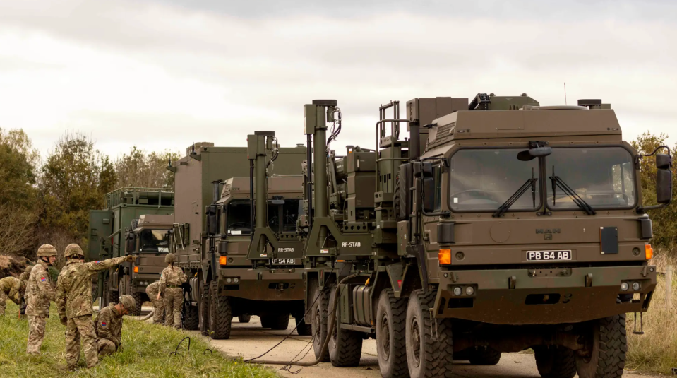 The different components of the British Army Sky Sabre system are mounted on 8x8 MAN trucks. <em>Crown Copyright</em>