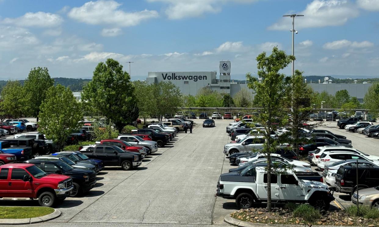 <span>The Volkswagen plant in Chattanooga, Tennessee on 18 April 2024.</span><span>Photograph: Nora Eckert/Reuters</span>
