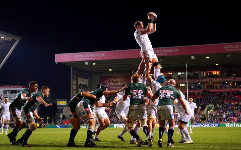 Ospreys' Alun Wyn Jones wins the line-out during the Heineken Champions Cup match at Mattioli Woods Welford Road - Welsh regions call for sacking of WRU chief and entire board - Tim Goode/PA Wire