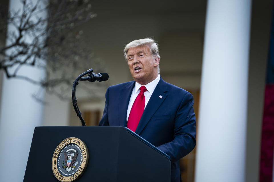 WASHINGTON, DC - NOVEMBER 13: President Donald J. Trump speaks about "Operation Warp Speed" in the Rose Garden at the White House on Friday, Nov 13, 2020 in Washington, DC. (Photo by Jabin Botsford/The Washington Post via Getty Images)