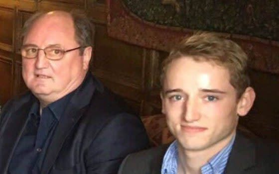 Lord Monson with his younger son, Rupert - Credit: Supplied