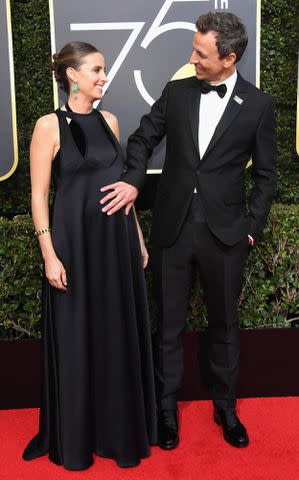 Kevork Djansezian/NBCU Photo Bank/NBCUniversal Alexi Ashe and host Seth Meyers arrive at the 75th Annual Golden Globe Awards on Jan. 7, 2018