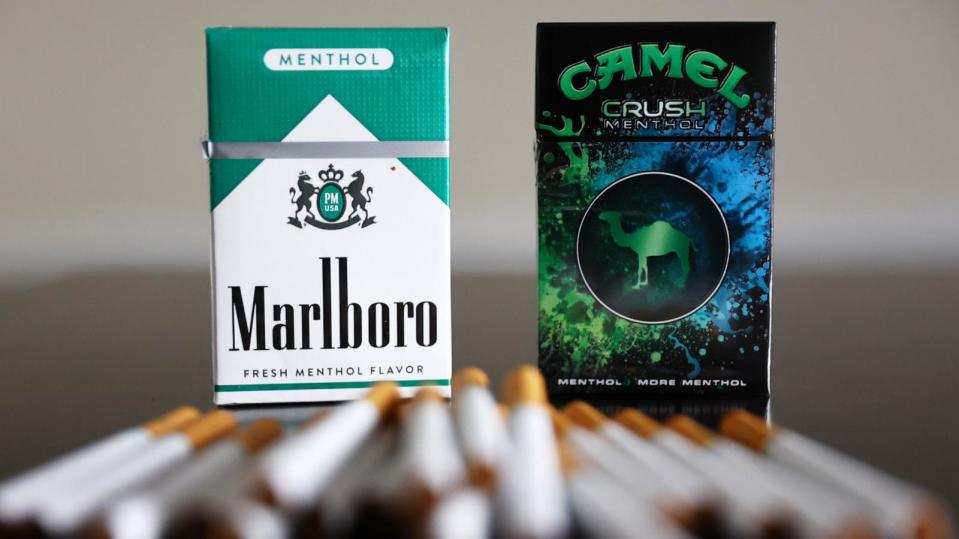 PHOTO: Menthol cigarettes sit on a table on April 28, 2022 in Los Angeles, California. (Mario Tama/Getty Images)