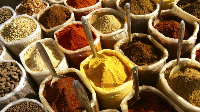 different spices on display