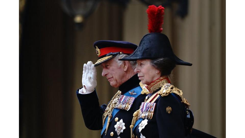 King Charles and Princess Anne in military uniform