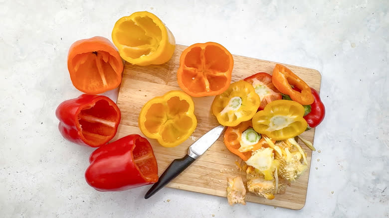 bell peppers on cutting board
