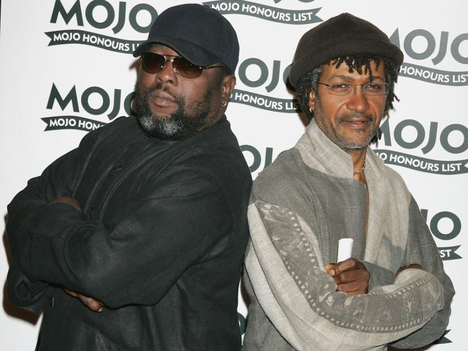 Robbie Shakespeare (left) with Sly Dunbar attending The MOJO Honours List in London in 2005. (Jo Hale/Getty Images)