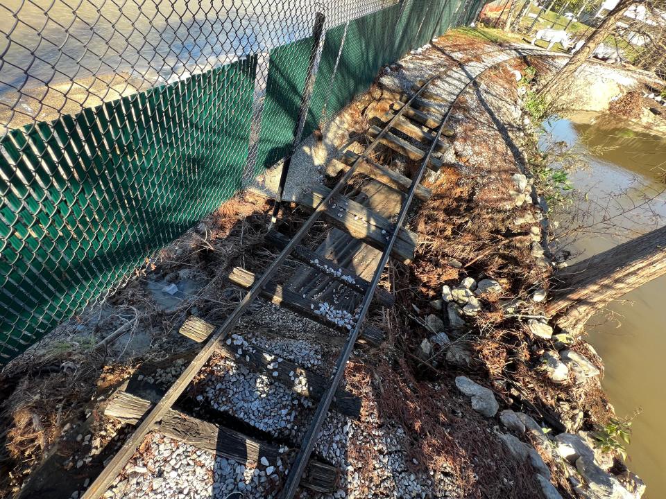 About 75 feet of track was compromised after heavy rains caused significant flooding at Hattiesburg Zoo. The train rides are canceled until repairs are made.