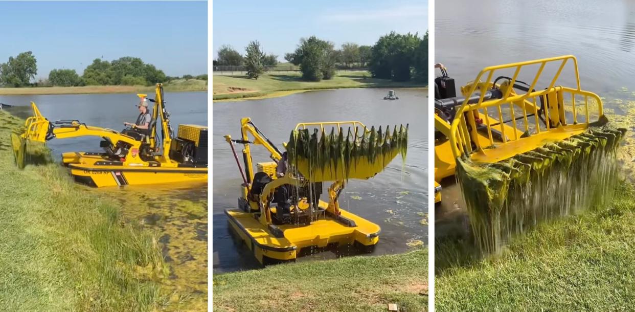 Weedoo cleans weeds from Oklahoma pond