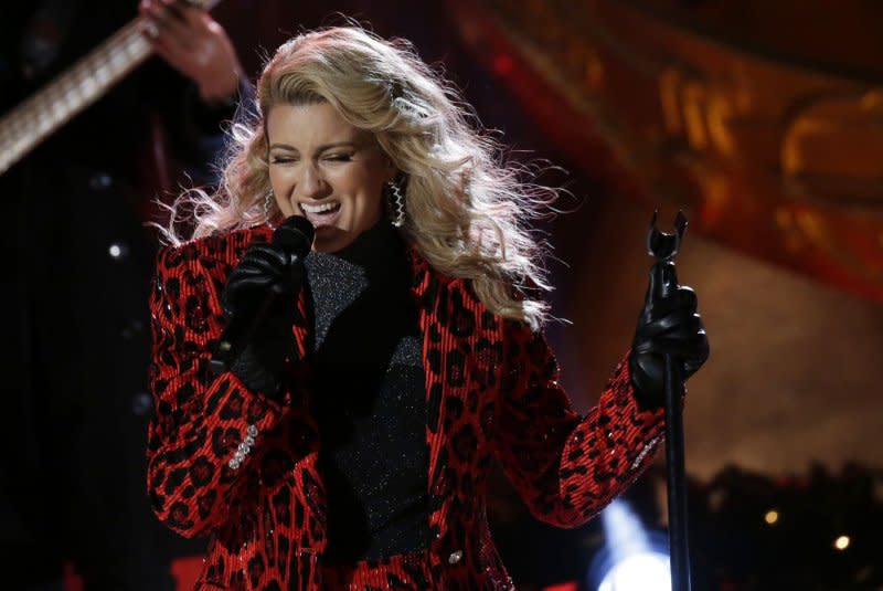 Tori Kelly performs at the Rockefeller Center Christmas Tree Lighting Ceremony in 2020. File Photo by John Angelillo/UPI
