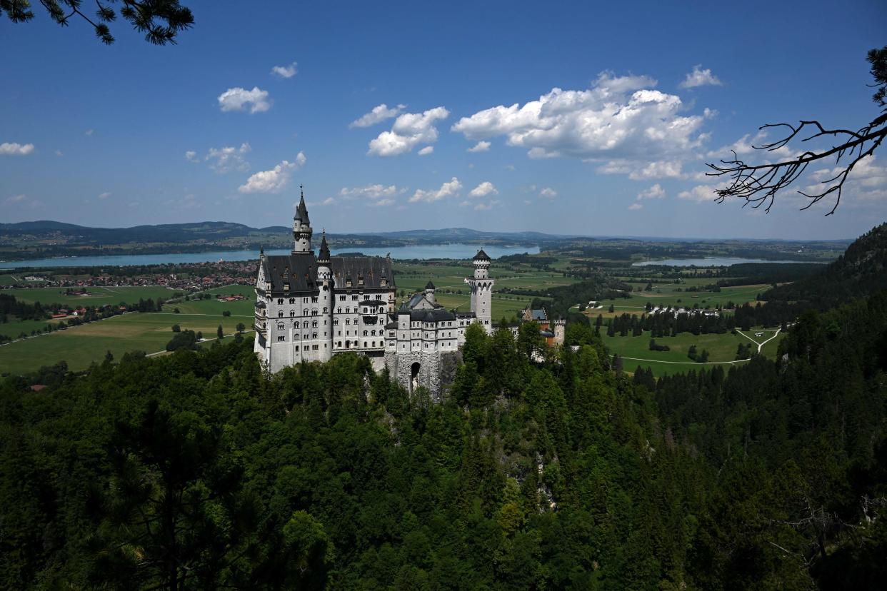 The Neuschwanstein castle near Fuessen, in the Allgaeu Alps mountains, southern Germany, is pictured on July 11, 2023. An American man has admitted to attacking two young American women on a trail near the castle, killing one of them.