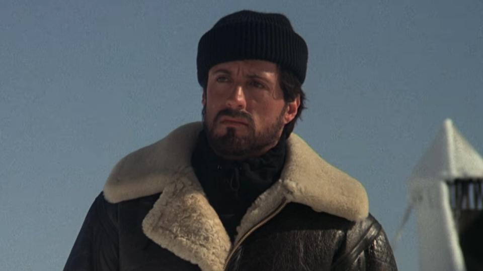 Bearded Rocky in jacket in Rocky IV