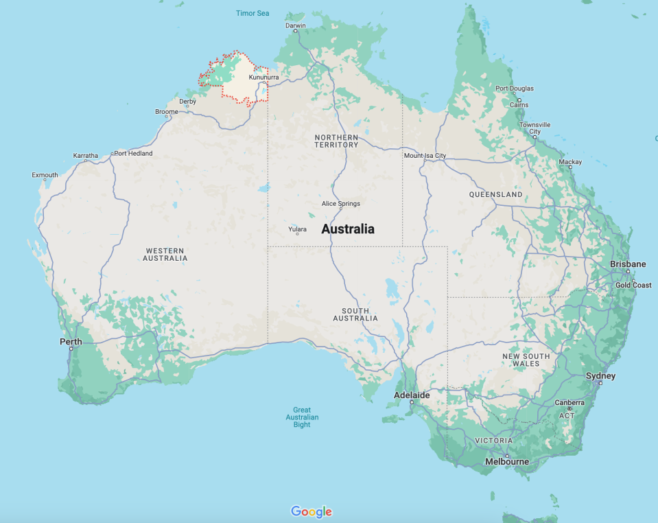 Sally Millars nächstgelegene Stadt mit einem Supermarkt ist Kununurra in Westaustralien. - Copyright: Google Maps