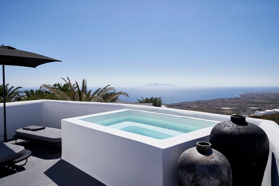Plunge Pool at the Honeymoon Maisonette with Caldera View at Nobu Santorini
