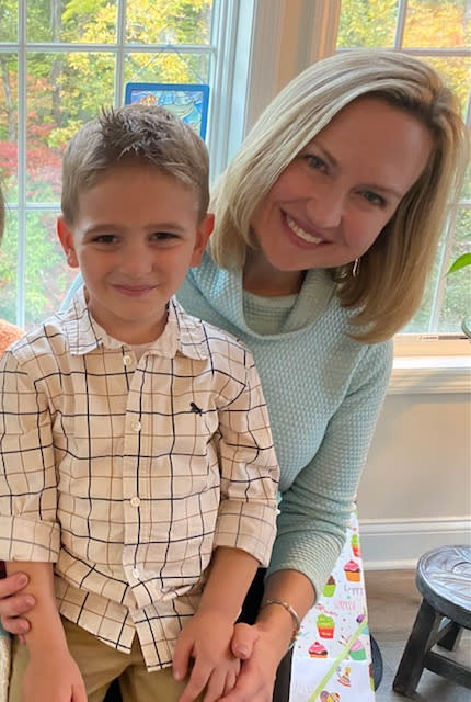 This Oct. 8, 2022 photo provided by Amy Bianchi of Albany, N.Y. shows her with her son, Brayden, at his grandmother's home in Niskayuna, N.Y. (Courtesy Amy Bianchi via AP)