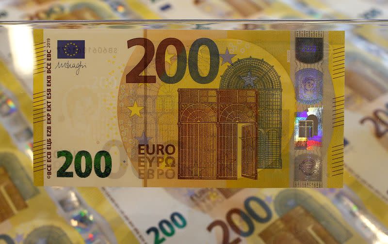 FILE PHOTO: The new 200 euro banknote is seen in the secretive vaults inside the Bank of Italy in Rome