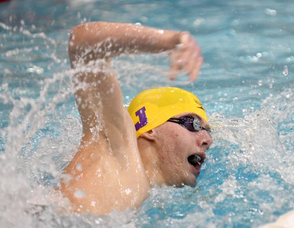 Jackson's Holden NIst competes in Boys 500 Yard Freestyle of the 2022 OHSAA Division I Swimming Prelims at C.T. Branin Natatorium.  Friday,  February 25, 2022. 