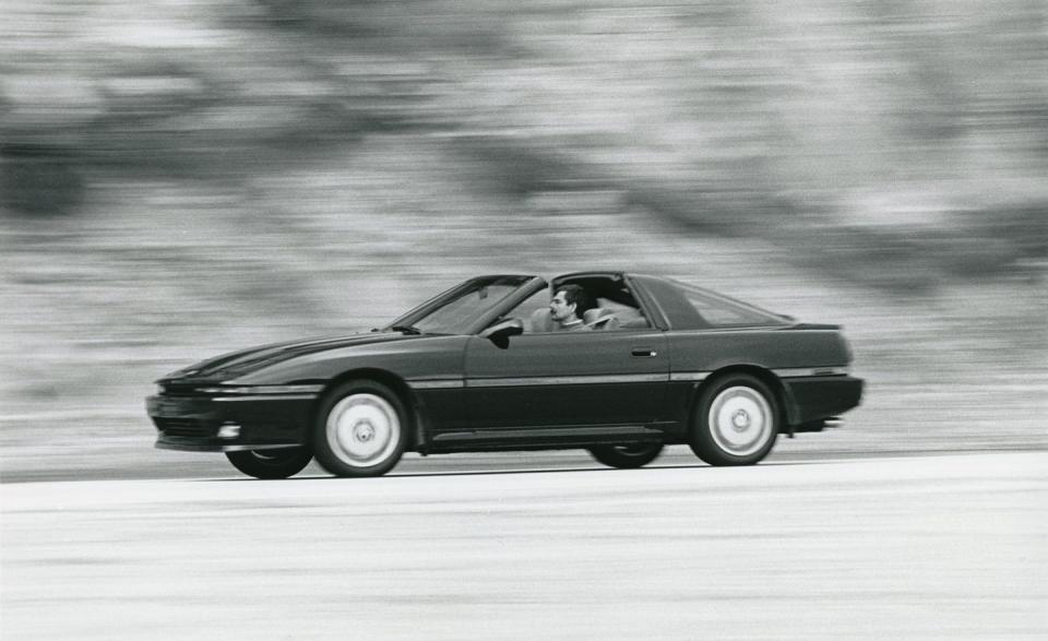 <p>Marketed as a 1986.5 model-year vehicle, the third-generation Supra formally sheds the Celica name. The two cars are no longer linked-the smaller four-cylinder Celica moves to a front-wheel-drive platform for 1986, while the Supra retains rear-drive. Although heavier than its predecessor, the latest Supra boasts a new 200-hp 3.0-liter inline-six.</p>
