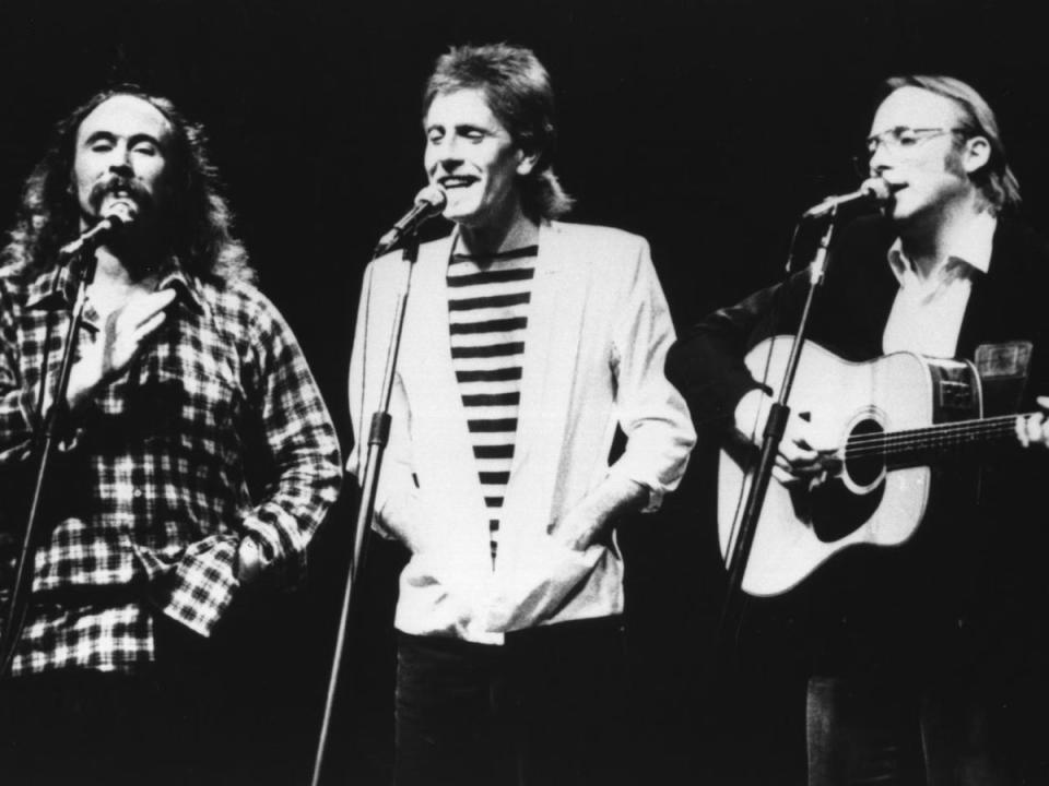 Crosby, Stills and Nash performing together in 1983 (Getty Images)