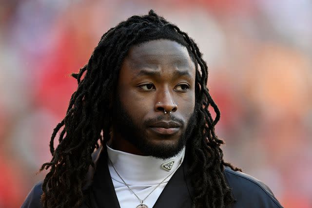 <p>Eakin Howard/Getty Images</p> Alvin Kamara #41 of the New Orleans Saints looks on in the first quarter at Neyland Stadium