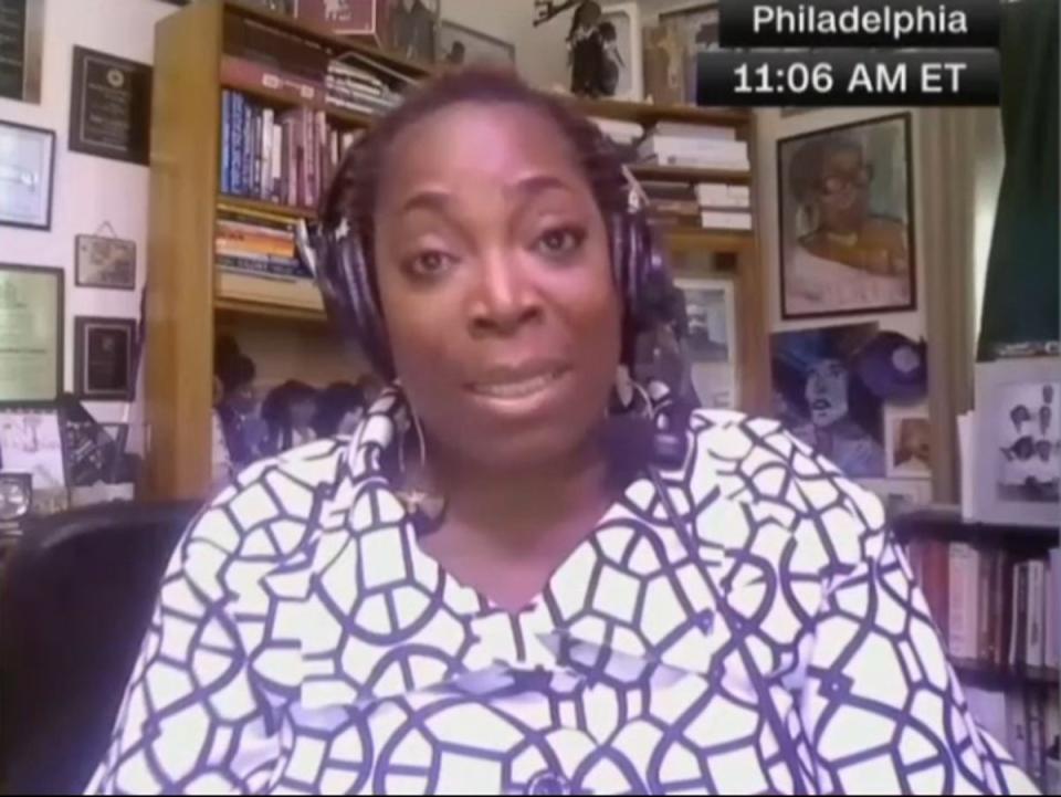 Andrea Lawful-Sanders, a Philadelphia radio host, has split with her employer after she agreed to ask Joe Biden four questions that were pre-approved by his campaign team (screengrab/CNN)