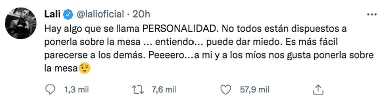 El incendiario tuit de Lali Espósito contra los haters por su nuevo tema