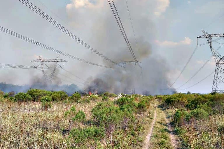 Un incendio perturbó una línea de alta tensión de 500 kw que une Campana con Gral. Rodríguez