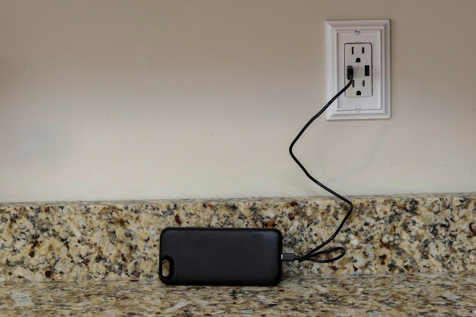 Cellphone charging on USB wall outlet