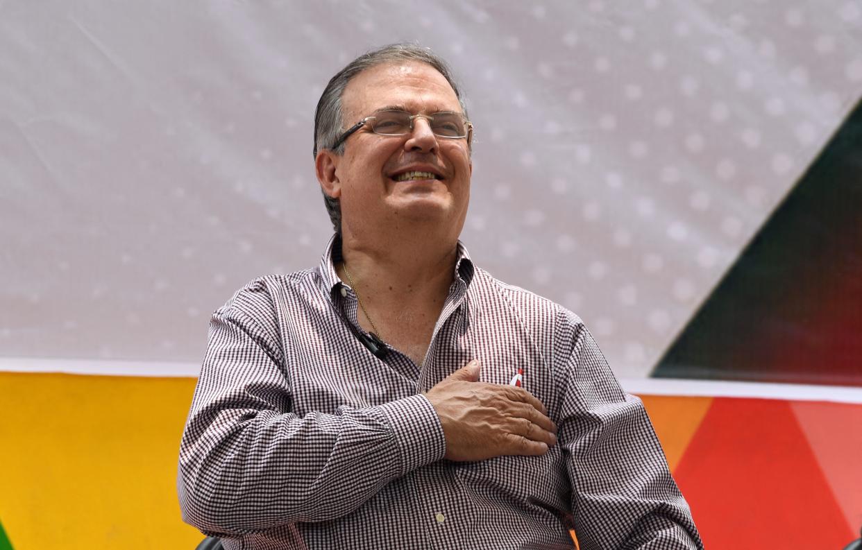 Marcelo Ebrard durante un acto de campaña en Ixtapaluca, Estado de México, la semana pasada. (CLAUDIO CRUZ/AFP via Getty Images)