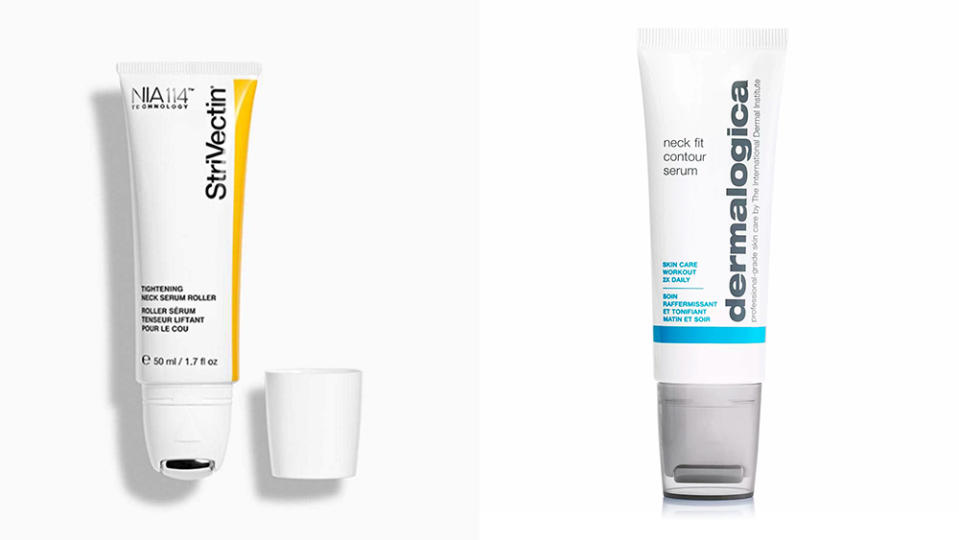 Neck grooming products from Strivectin and Dermalogica