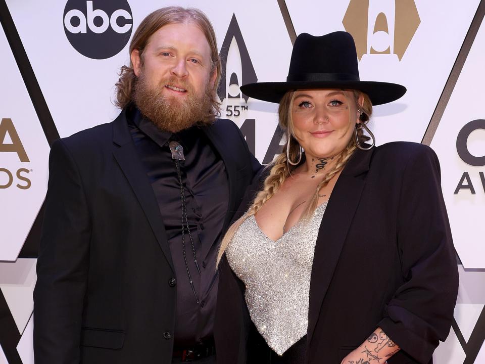 Dan Tooker and Elle King attend the 55th annual Country Music Association awards at the Bridgestone Arena on November 10, 2021 in Nashville, Tennessee