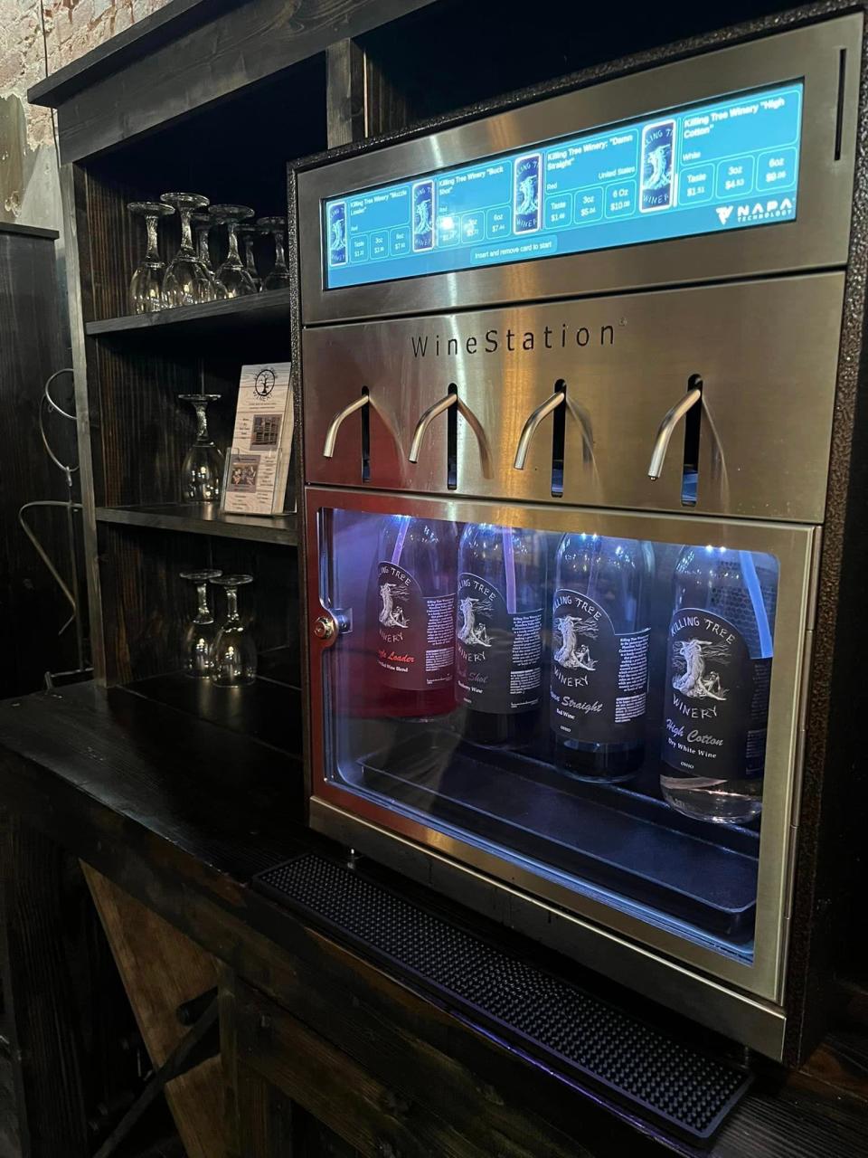 The owners of A Taste of Ohio, Wine, Bourbon & Beer came up with the self-serve concept collectively. Shown is one example of the stations offered: the wine station.