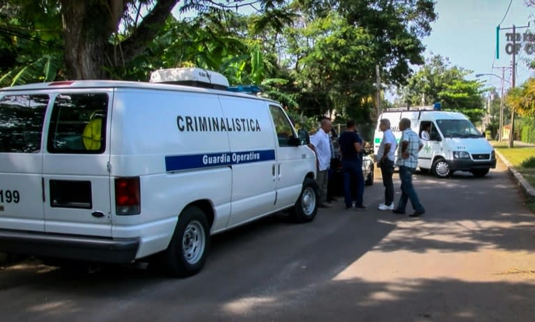 TV grab from a recent recording by Cuban Television showing environmentalists analyzing sounds in areas where officials from the US embassy in Havana were allegedly affected by mysterious attacks in the past months