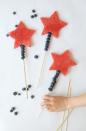 <p>Use a star-shaped cookie cutter and wooden skewers to make fun, patriotic snacks for your Independence Day celebration. </p><p><strong><em>Get the tutorial from <a href="https://www.aliceandlois.com/fourth-july-watermelon-wands/" rel="nofollow noopener" target="_blank" data-ylk="slk:Alice & Lois;elm:context_link;itc:0;sec:content-canvas" class="link ">Alice & Lois</a>. </em></strong></p>