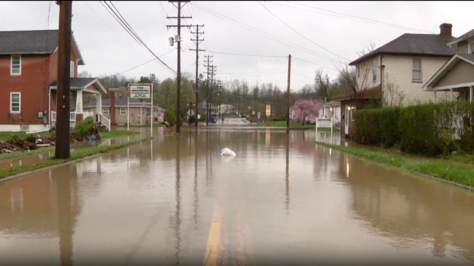 PHOTO: Flooded streets in Washington County Pennsylvania, April 12, 2024.  (WTAE)