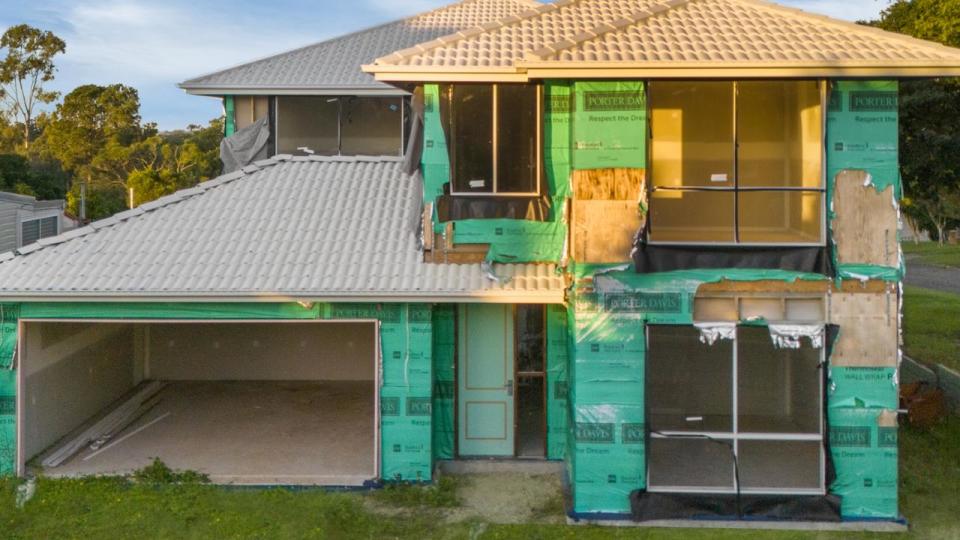 Ray White real estate agent Andrew Boman sold this unfinished home at 115 Dunbar Street in Mount Gravatt in Brisbane to a local investor for $1,372,500 on April 23, 2024. Mr Boman’s client hired Porter Davis to build the home, but the company went bust. Picture: Supplied