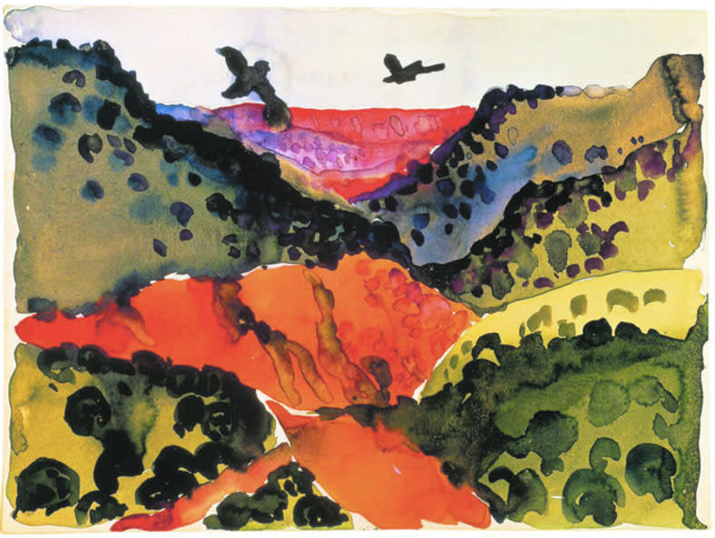 喬治亞・歐姬芙的畫作 (《Canyon with Crows》by Georgia O'Keeffe, Wikimedia Commons提供) 