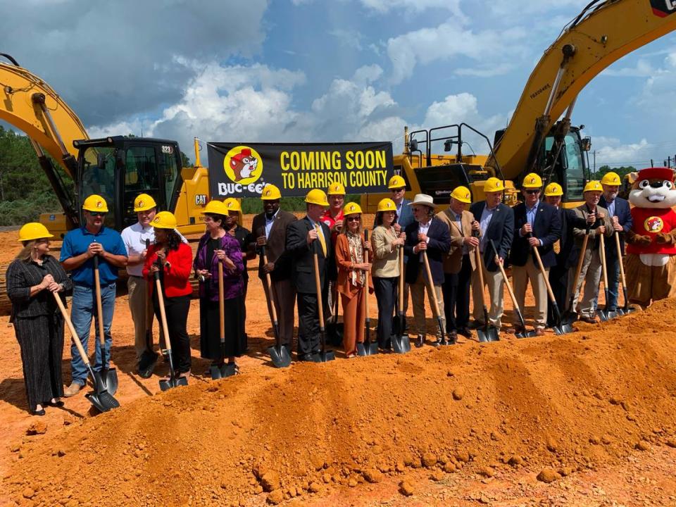 Harrison County leaders and Buc-ee’s executives break ground on the future Harrison County location of the popular Texas-based travel stop off of I-10 in Harrison County on Tuesday, Sept. 12, 2023.