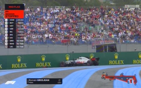 Romain Grosjean in the wall - Credit: SKY SPORTS F1