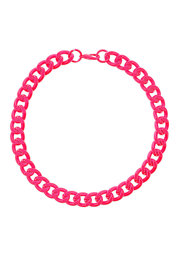 neon pink chain link necklace