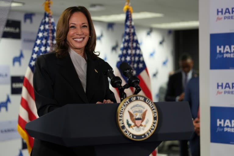 Kamala Harris, en un acto de campaña en Delaware, en Estados Unidos, el 22 de julio de 2024 (Erin SCHAFF)