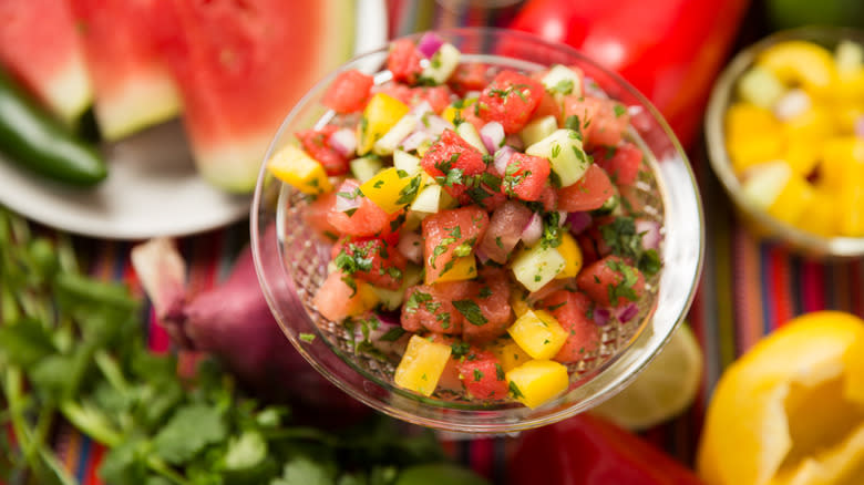 watermelon salsa served in glass