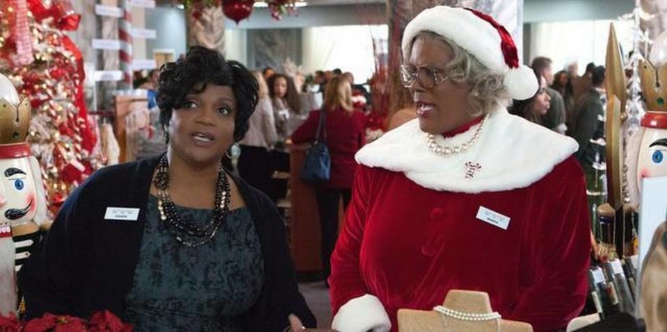 Anna Maria Horsford stars as Eileen and Tyler Perry stars as Madea in Lionsgate Films’ ”A Madea Christmas.”